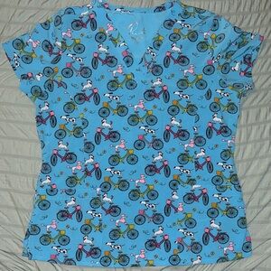 Charming Blue Bicycle Print Women's Top